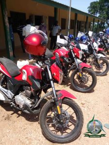 HON. MALLET HANDED OVER MOTORBIKES TO AGRICULTURE STAFF IN THE DISTRICT